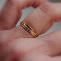 Skinny solid 14k rose pink gold stacking ring,  wedding band, slim stacking ring rose gold, stack ring, stacking band rose gold - Thumbnail 1