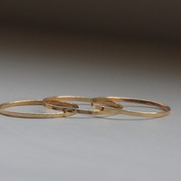 Skinny solid 14k rose pink gold stacking ring,  wedding band, slim stacking ring rose gold, stack ring, stacking band rose gold - Thumbnail 2