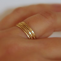 Skinny solid 14k rose pink gold stacking ring,  wedding band, slim stacking ring rose gold, stack ring, stacking band rose gold - Thumbnail 3