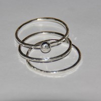 Handmade hammered pebble sterling silver stacking / stackable rings - size 4,5, 6,7,8,9,10,11, half and quarter sizes - Thumbnail 1