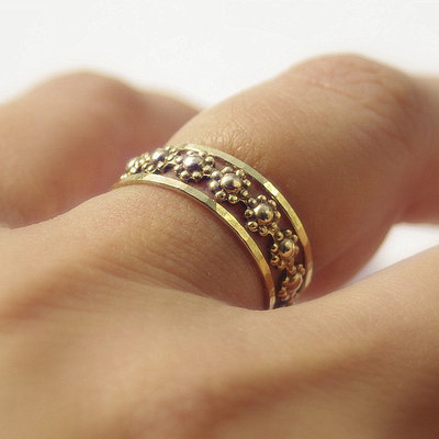 Daisy chain floral romance gold filled stackable rings set 
