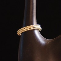 Set of 3 -14k solid yellow gold beaded DOTTED stack/stacking rings - wedding bands, anniversary bands, eternity bands, love - Thumbnail 1