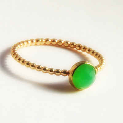 Dainty jewelry, rose cut chrysoprase ring, dainty stackable gold ring, dainty gold stacking ring, size 3, 4, 5, 6, 7, 8, 9, 10