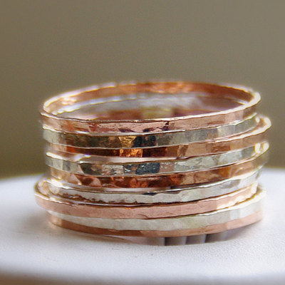 Sterling silver & rose gold stackable rings