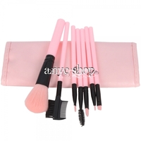 Cosmetic Makeup Brush Set with Bag Pink - Thumbnail 2