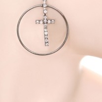 Silver Cross Hoop Earrings