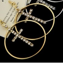 Gold Cross Hoop Earrings