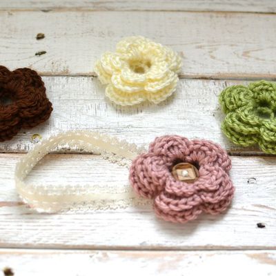 Vintage headband collection with 4 flowers