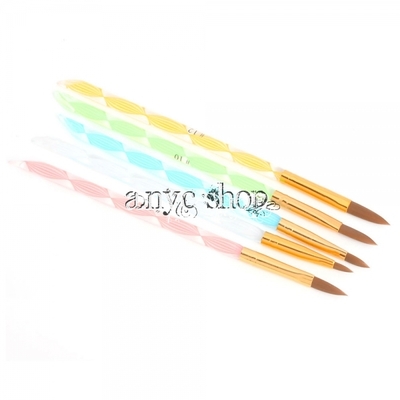 2-way nail art painting pen brush set with cuticle pusher design (no.4,6,8,10,12)