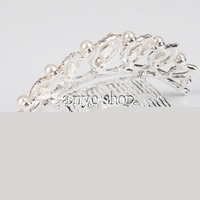 Water Droplets Pearl Rhinestone Bridal Tiara Hair Comb  - Thumbnail 2