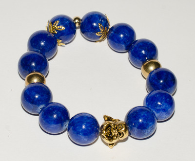 "Blue Buddha Gold Leaves" bracelet