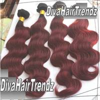 18" Brazilian Remy Body Wave Dark to Red Ombre [3 BUNDLES] - Thumbnail 1