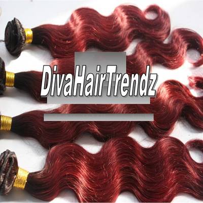 18" brazilian remy body wave dark to red ombre [3 bundles]