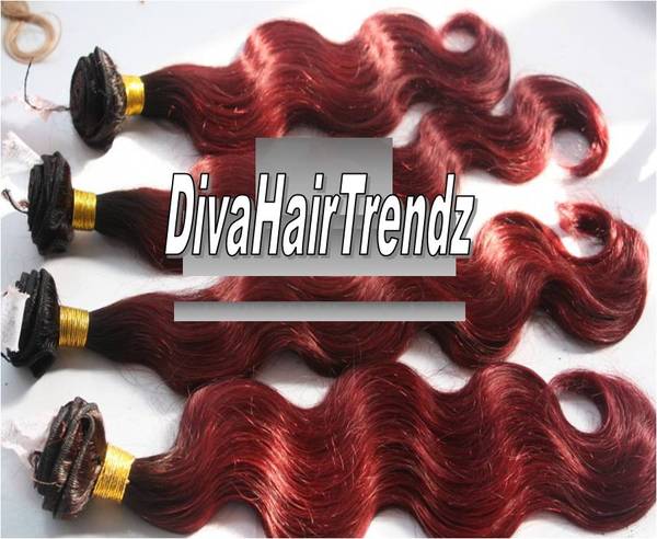 18" Brazilian Remy Body Wave Dark to Red Ombre [3 BUNDLES]