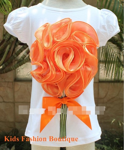 Girls peach flower t-shirt. 100% cotton