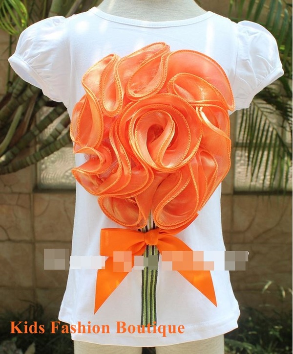 Girls Peach Flower T-Shirt. 100% Cotton