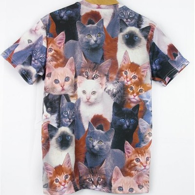 Cats meeting 3d printed street fashion t-shirts 4 sizes