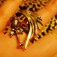 Angelic Skull Cross Ring (Gold)  - Thumbnail 2