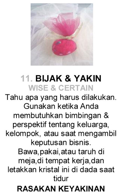 11 BIJAK & YAKIN WISE & CERTAIN CRYSTAL REMEDY