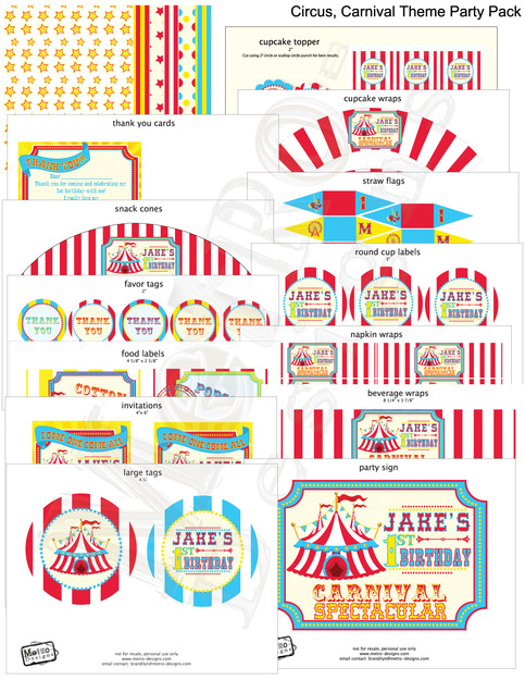 Circus or Carnival Party: Red, Yellow & Cyan