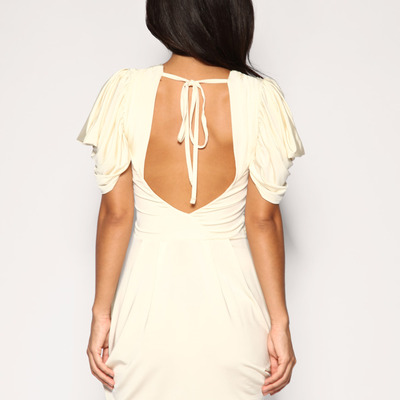 Gathered sleeve slinky dress