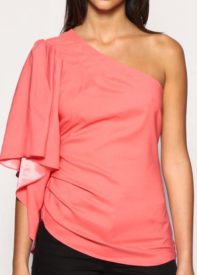 One Shoulder Pleated Sleeve Top