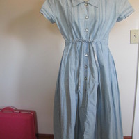 Blue Collared Shirt Dress  - Thumbnail 1