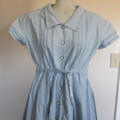 Blue collared shirt dress  - Thumbnail 3