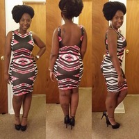 Cross Print Bodycon - Thumbnail 1