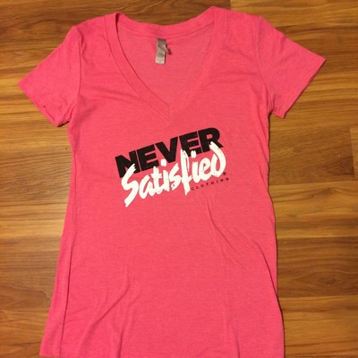 Girls pink deep v tee - black and white / nsc