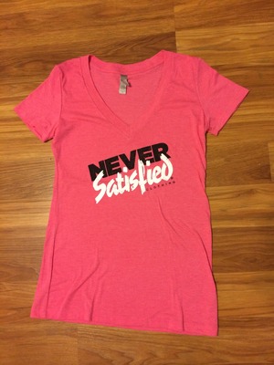Girls Pink Deep V Tee - Black and White / NSC