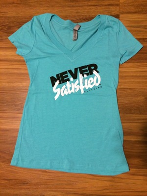 Girls Teal Deep V Tee - Black and White / NSC