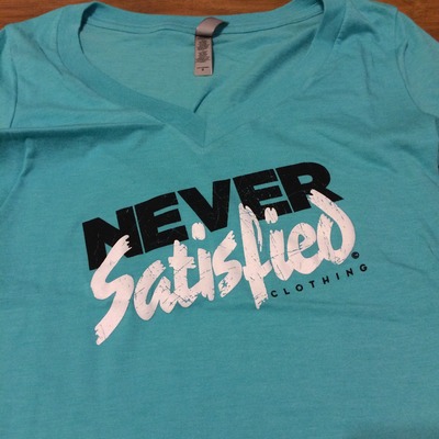 Girls teal deep v tee - black and white / nsc