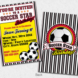 Soccer Star Invitation, Red & Black - Digital File