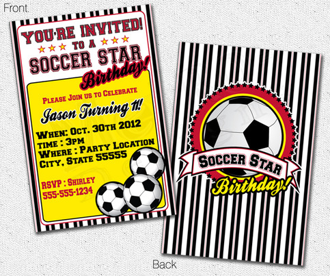 Soccer Star Invitation, Red & Black - Digital File