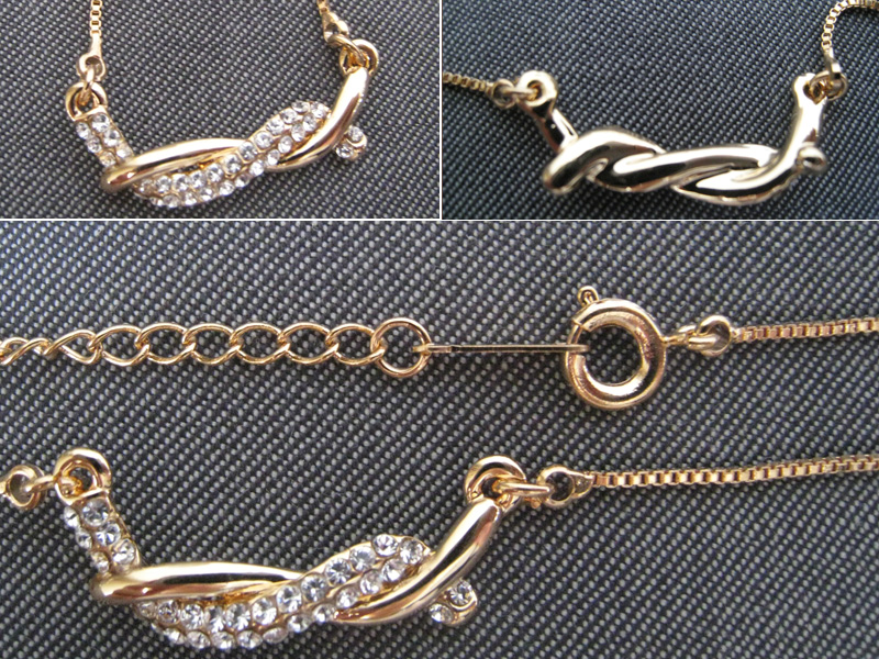 Gold Colour Rhinestone Twist Bar Pendant Necklace · Junelily Jewelry