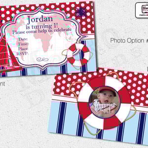 Sailor, Nautical Invitations Red & Navy Colors - Thumbnail 2
