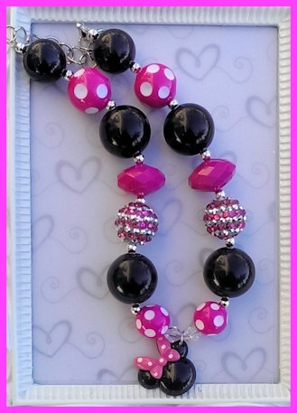 Minnie Pendant Inspired Chunky Necklaces Perfect Photo Props/Bubblegum Beads/Girls Jewelry