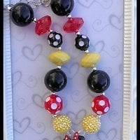 Minnie Pendant Inspired Chunky Necklaces Perfect Photo Props/Bubblegum Beads/Girls Jewelry - Thumbnail 2