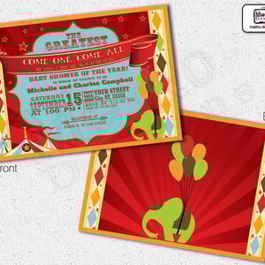 Baby Shower Carnival Invitations, Circus Invitations, Ticket Invitations, Carnival Invitation, Circus Invitation, Carnival Invite, Circus Invite - Thumbnail 2