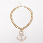 Sail Away Rhinestone Anchor Necklace - Thumbnail 2