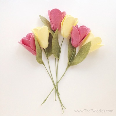 Tulip felt flower bouquet - 6ct. 