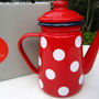 RED Color Dot Pattern 1.1Liter Enamel Teapot Making Tea & Coffee Home Office Use - Thumbnail 1