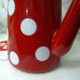 RED Color Dot Pattern 1.1Liter Enamel Teapot Making Tea & Coffee Home Office Use - Thumbnail 4