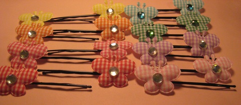 Gingham Butterfly Hair Clips