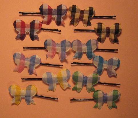 Flannel Bow Hair Clips