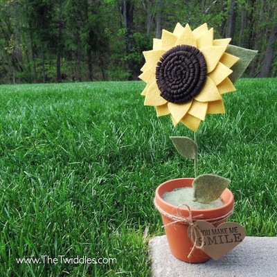 Felt Sunflower in a pot