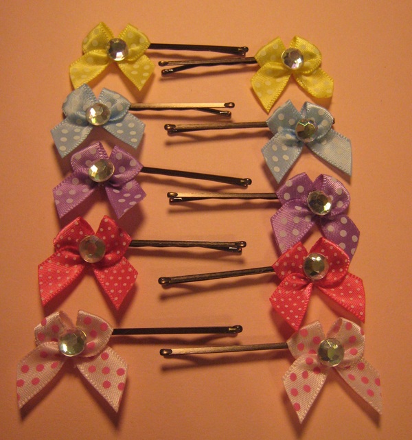 Rhinestone Bow Hair Clips