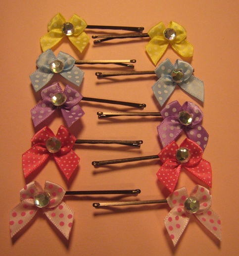 Rhinestone Bow Hair Clips