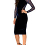 Knee Length Lacey Long Sleeve Dress - Thumbnail 1